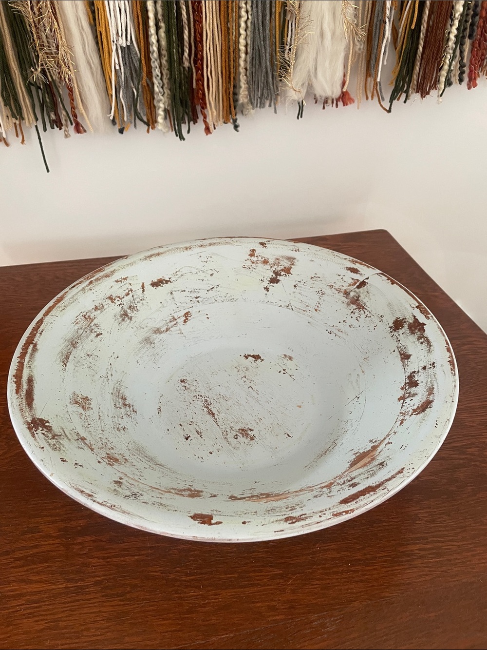 Distressed Pale Blue Decorative wood  Bowl - Home Art